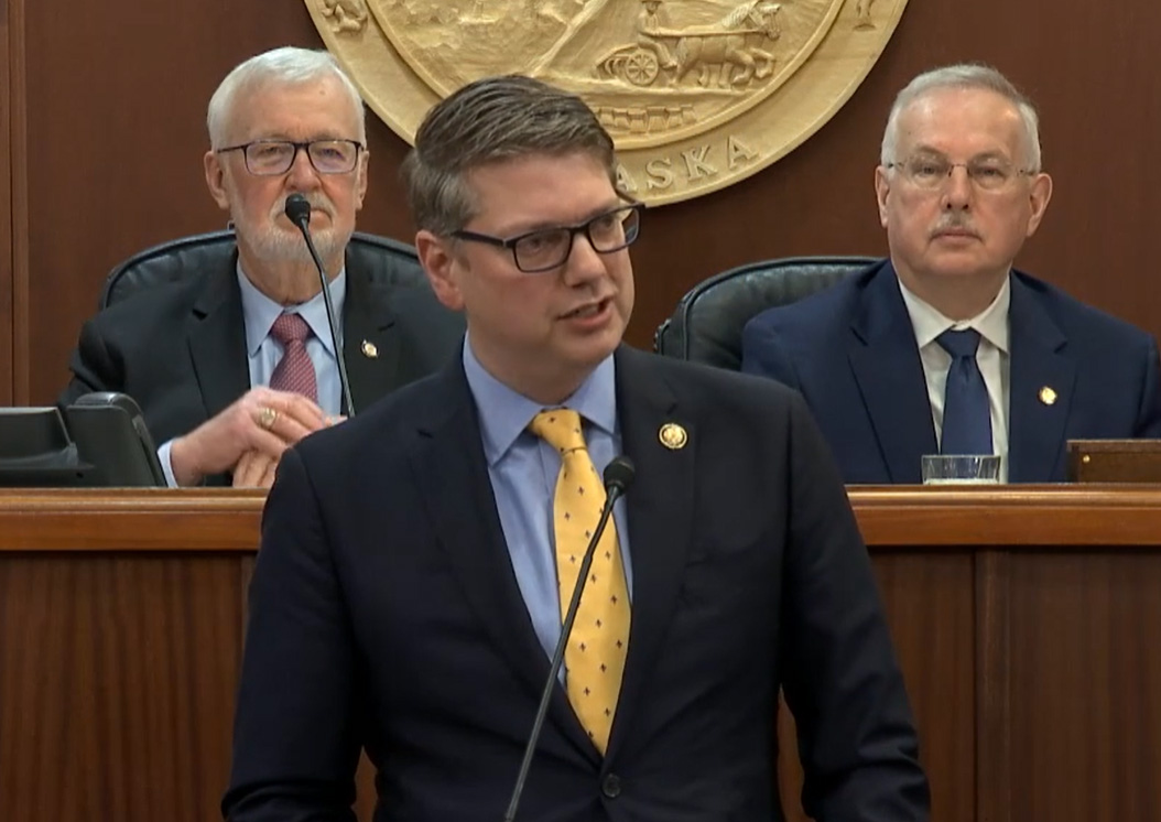 U.S. Representative Nick Begich III addresses the joint legislative body