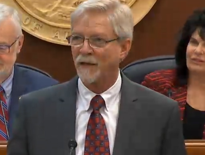 Alaska Supreme Court’s Chief Justice Peter Maassen delivers his State of the Judiciary to the joint legislative body