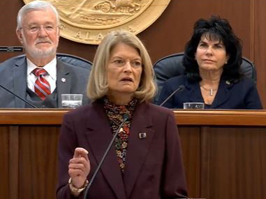 U.S. Senator Lisa Murkowski addresses the Joint Legislative Body.