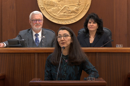 U.S. Representative Mary Sattler Peltola delivers her annual address to the joint legislative body