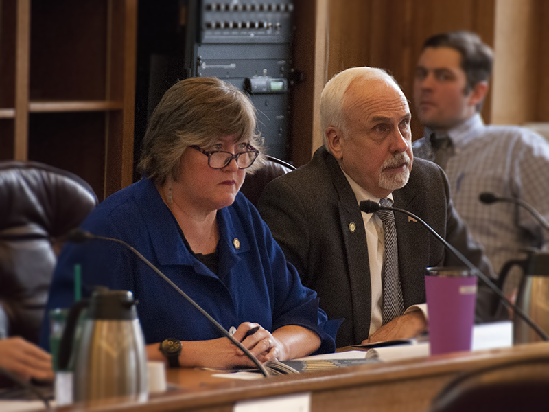 Representatives Hannan & LeBon listen to a presentation on the Alaska Marine Highway System