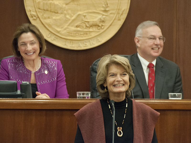 Senator Lisa Murkowski visits Juneau and addresses a joint session of the Legislature