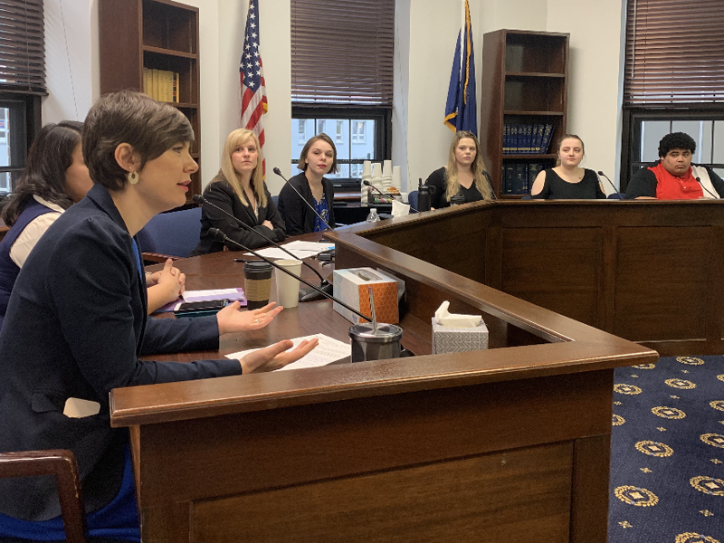 Rep. Spohnholz speaks with the Facing Foster Care in Alaska (FFCA) organization during a lunch and learn presentation at the State Capitol.