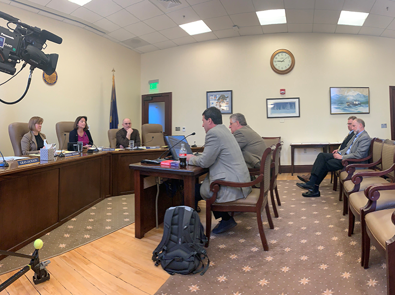 The Senate Labor & Commerce Committee listen to a presentation on Health Care & Alaska's Economy