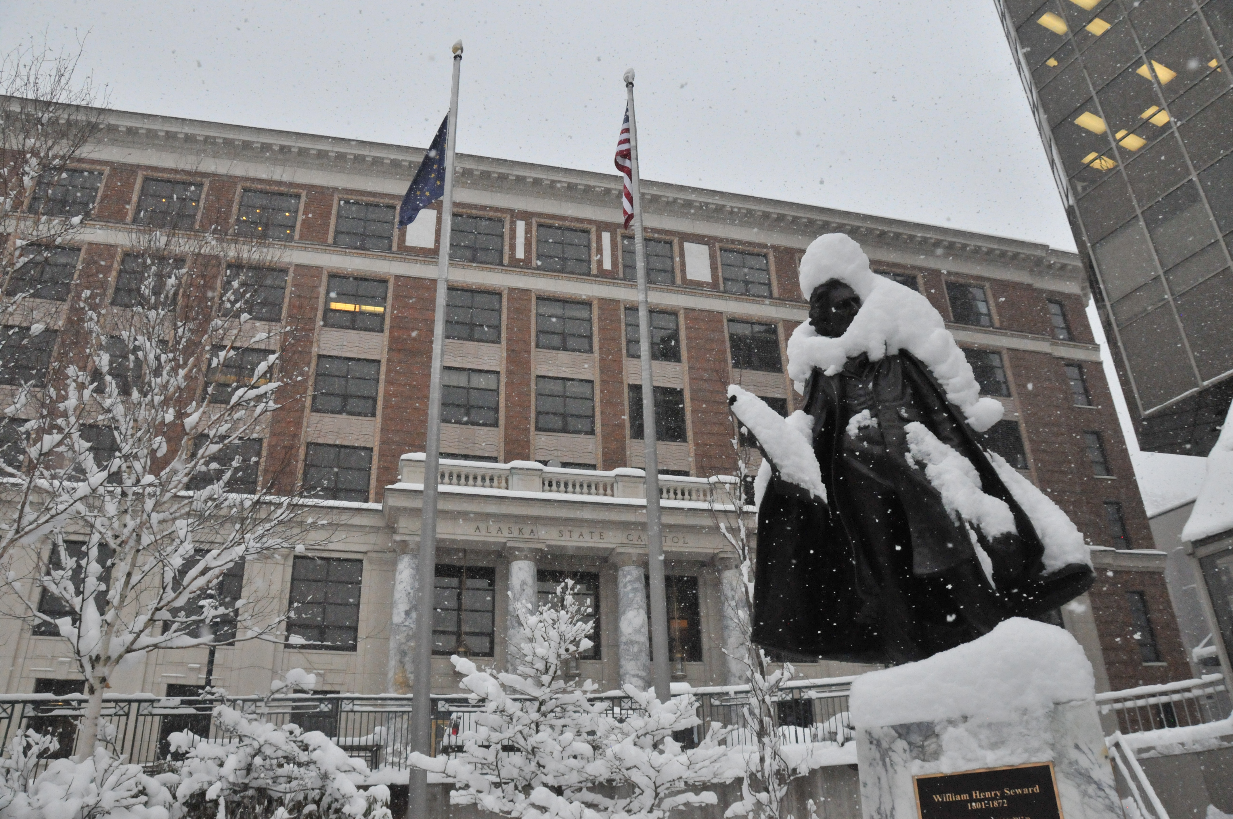 A snow storm covers the Capital City before the start of the 31st Legislative Session
