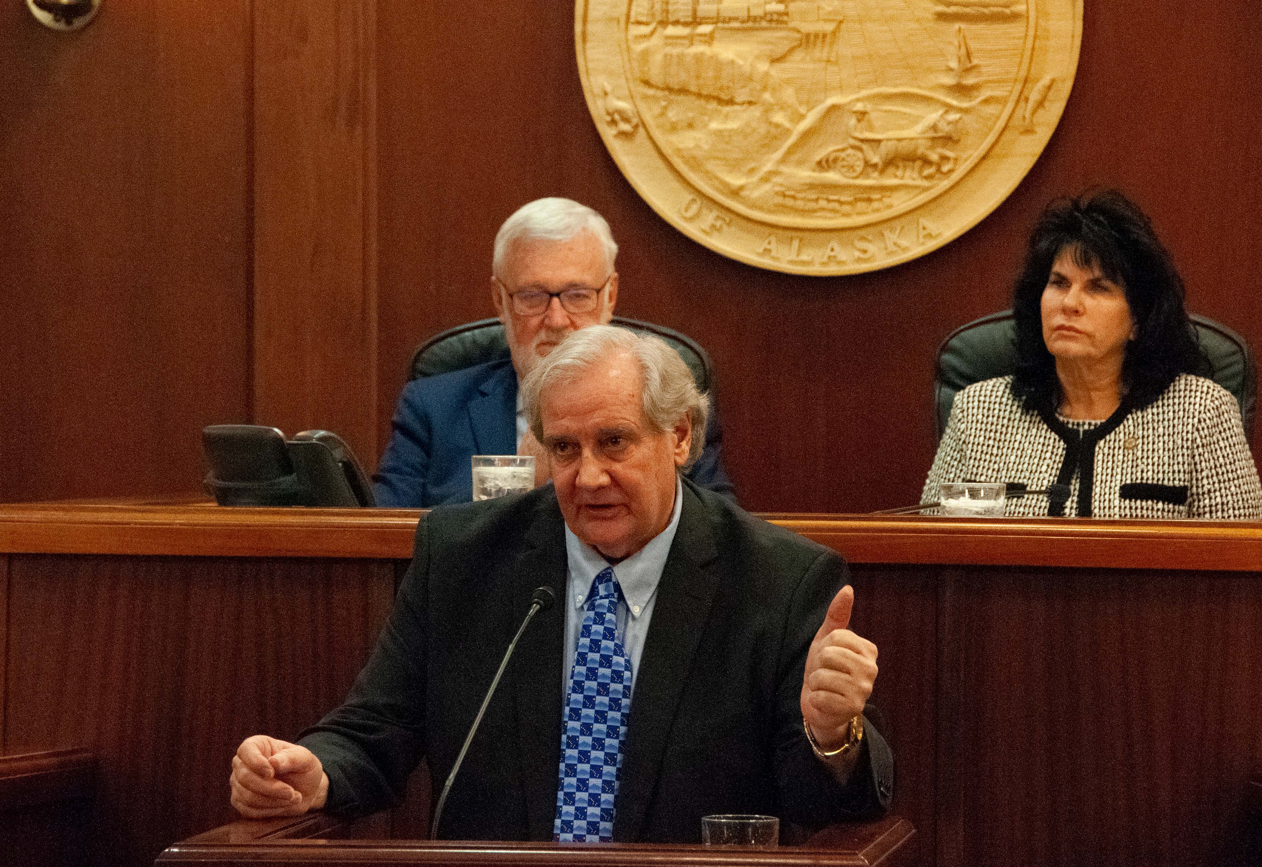 Chief Justice Daniel E. Winfree addresses the joint legislative body on the state of the Judiciary address.